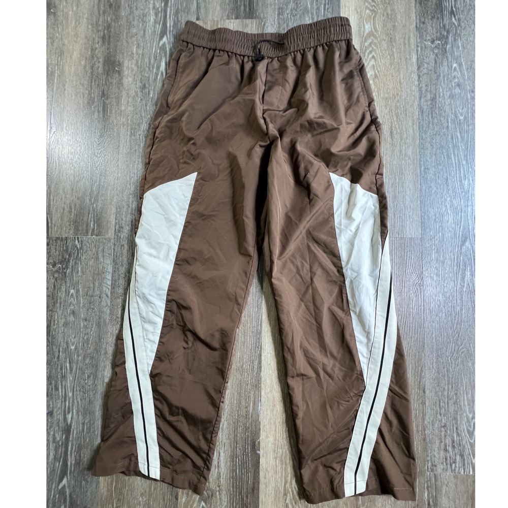 Manfinity Track Pants Mens XL Brown Colorblock Side Stripe Drawstring Waist